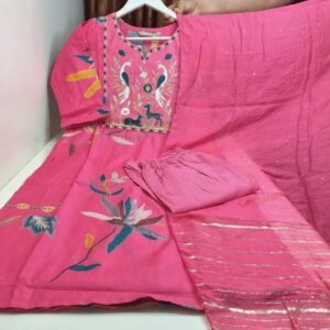 Vetican Silk 3-Piece Kurti Set with Zari Weaving Dupatta