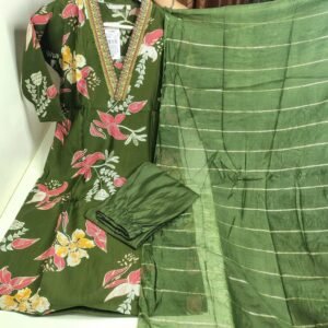 Vetican Silk 3-Piece Kurti Set with Zari Weaving Dupatta