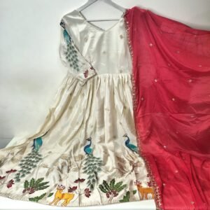 Chinnon Silk Anarkali Top with Matching Dupatta 2-Piece Set