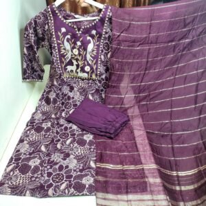 Vetican Silk 3-Piece Kurti Set with Zari Weaving Dupatta