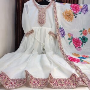 Georgette Anarkali Top with Malmal Dupatta 2-Piece Set