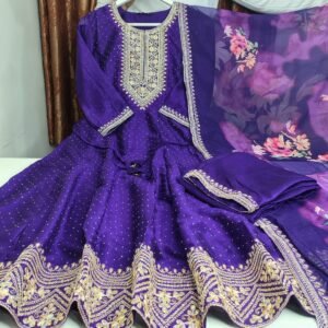 vichitra silk anarkali 3 piece set with chiffon dupatta (copy)