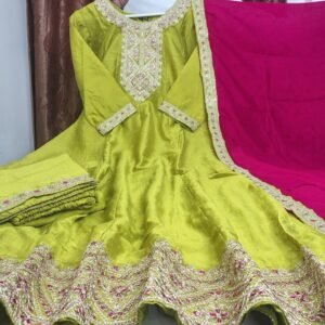 vichitra silk anarkali 3 piece set with chiffon dupatta (copy)