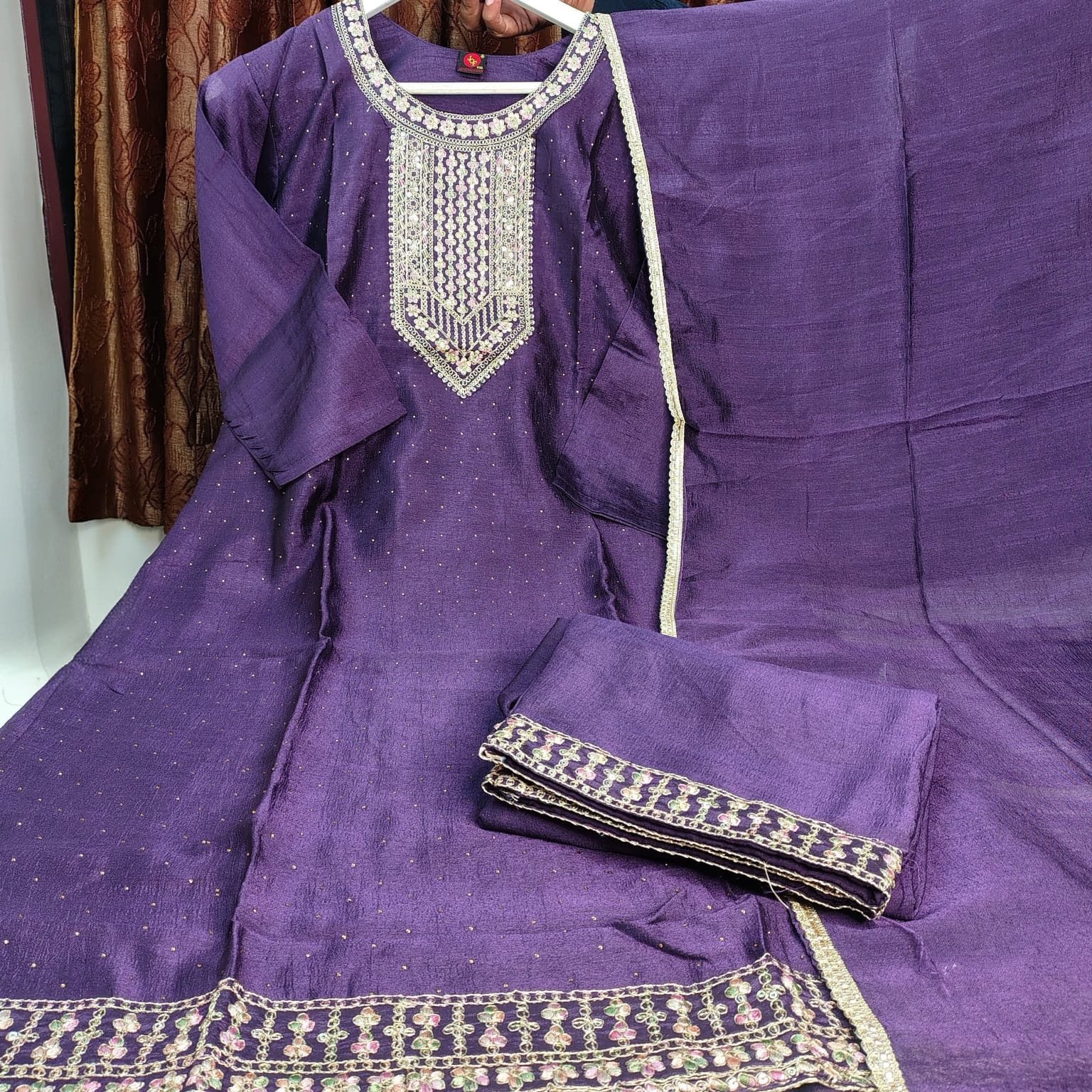vichitra silk 3 piece kurti set vichitra silk 3 piece kurti set