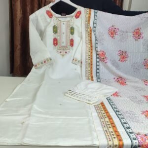 vichitra silk 3 piece kurti set