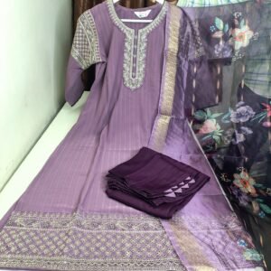 vichitra silk 3 piece kurti set